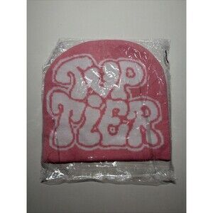 Top Tier Broken Heart Beanie Pink Y2K Streetwear Skater Knit Hat Brand New